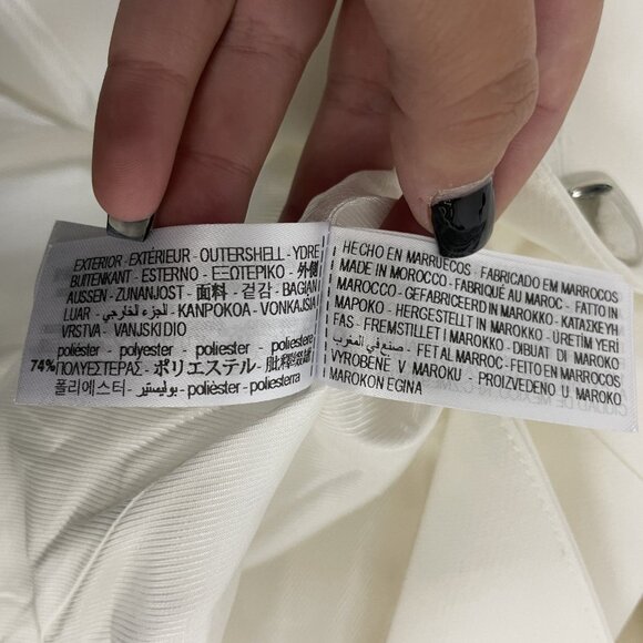 Zara Womens Blazer suit Jacket Size S White Tailored collarless 2399/593 NWT - Picture 9 of 13